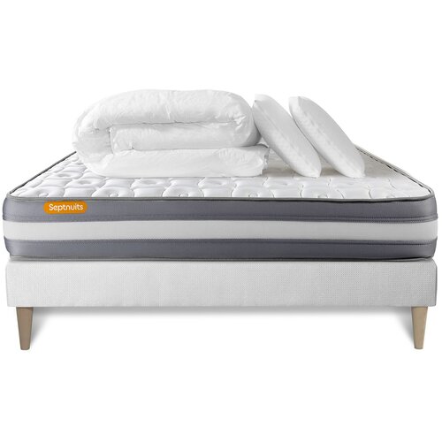 Septnuits Kompletni paket za posteljo - Vzmetnica 140x190 cm + Vzmetni okvir z letvami (v kompletu) + 2 vzglavnika + Prevleka - Memo Plus, (21613754) Cene