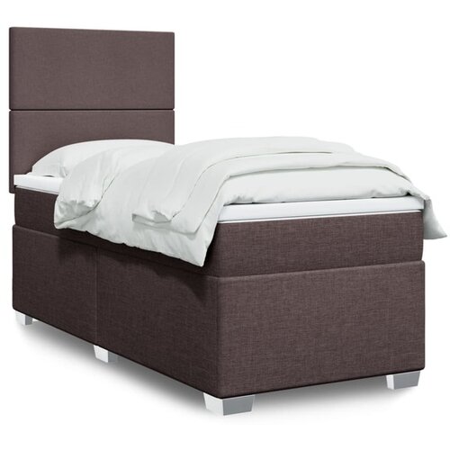 vidaXL Box spring postelja z vzmetnico temno rjava 100x200 cm blago Cene