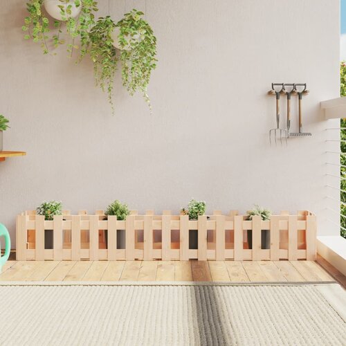 vidaXL Vrtna visoka greda z ograjico 200x30x30 cm trdna borovina Cene
