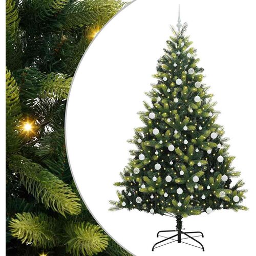  Umjetno savitljivo božićno drvce s 300 LED dioda Zelena 210 cm Slike