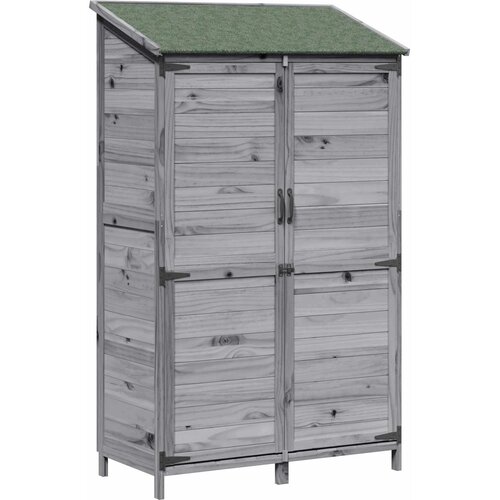 VidaXL Vrtna &amp;Scaron;upa s krovom Siva 106 5 x 56 x 176 cm Čvrsto drvo jele - Siva 106 5 x 56 x 176 cm Slike