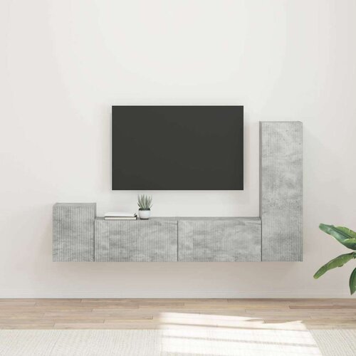 Komplet TV omaric 4 pcs Betonsko siva Konstruiran les - - Siva - 61.6 - 30 x 31 x 100 cm - 2025-vidaXL-Uvoz_2 Cene