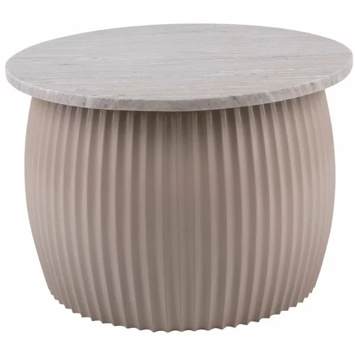 Leitmotiv Bež okrogla mizica z mizno ploščo v marmornem dekorju ø 52 cm Luscious –