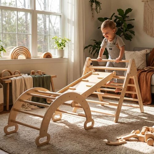Baby Mix Drveni Montessori - Pikler set za penjanje Slike
