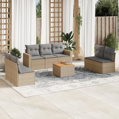vidaXL 8-dijelni set vrtnih sofa s jastucima bež od poliratana Cijene
