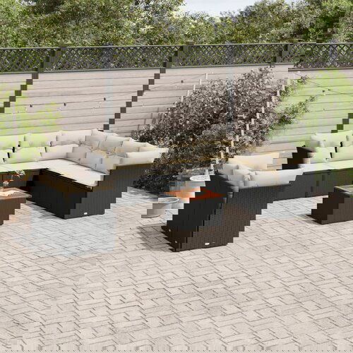 vidaXL 11-dijelni set vrtnih sofa od poliratana s jastucima crni Cijene