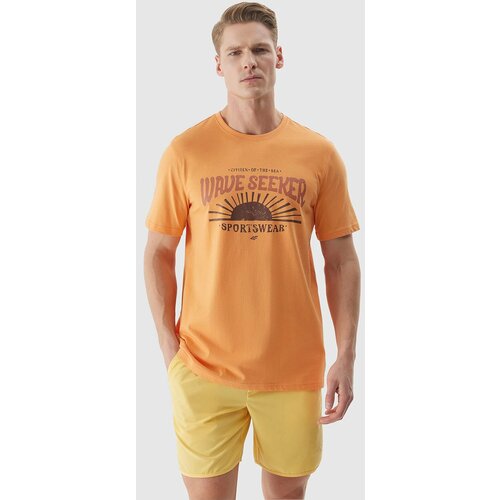 4f Men's T-shirt with print - orange Cene