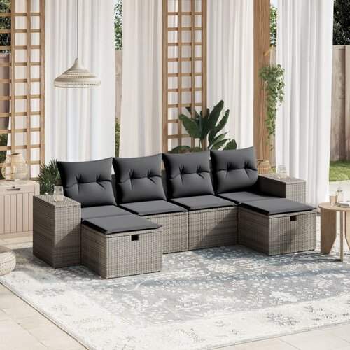 vidaXL 6-dijelni set vrtnih sofa od poliratana s jastucima sivi Cijene