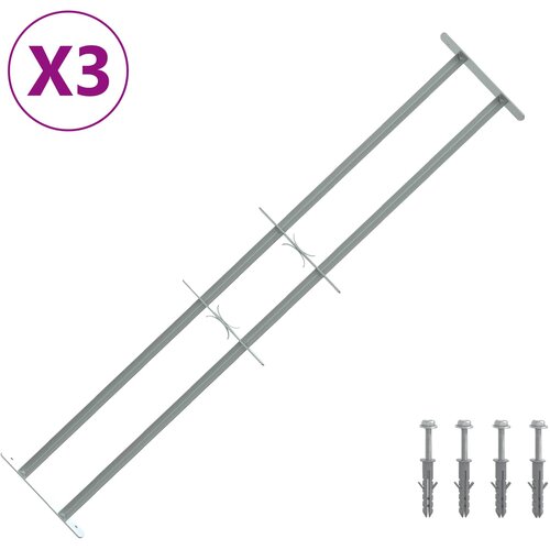  Re&amp;scaron;etka za sigurnost prozora s 2 prekrižena nosača 3 kom. Srebrna 930-1740 mm Slike