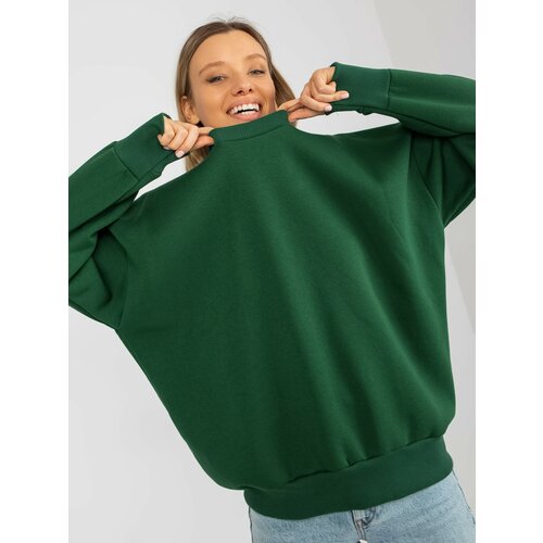Fashion Hunters Basic dark green oversize sweatshirt Cene