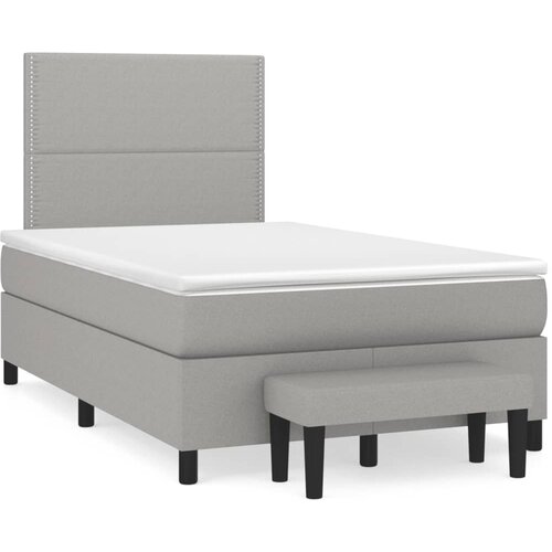 VidaXL Box spring postelja z vzmetnico svetlo siva 120x190 cm blago Slike