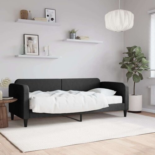  Dnevni krevet s madracem crni 80 x 200 cm od tkanine Cijene