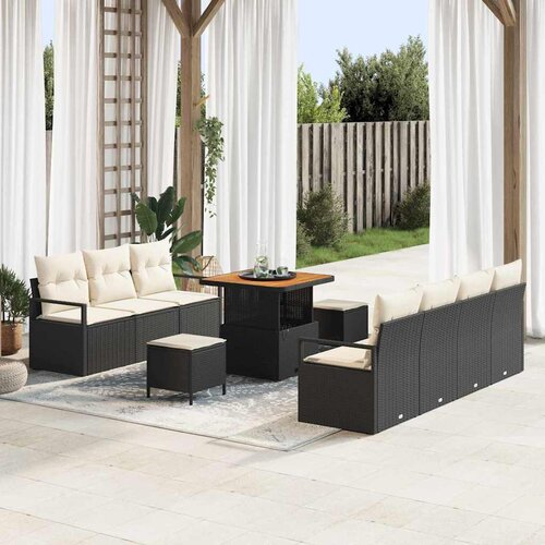  Sjedeća garnitura za vrt 10 kom. Bež poliratan 230 x 62 x 85 cm Slike
