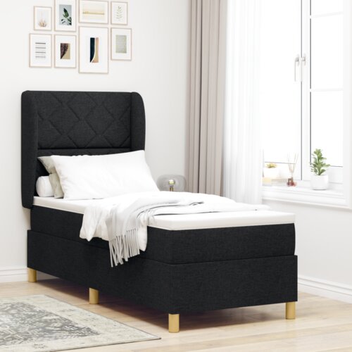  Box Spring postelja z vzmetnico Črna 80x200 cm Tkanina, (22052863) Cene