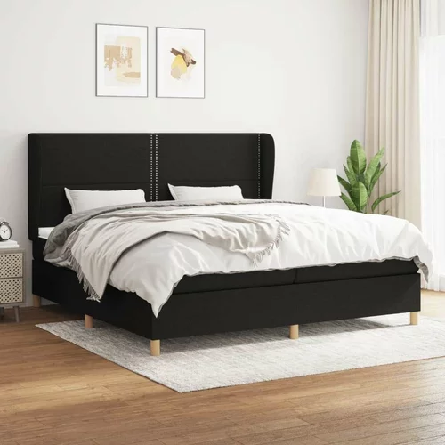  Box spring postelja z vzmetnico črn 200x200 cm blago, (21089222)