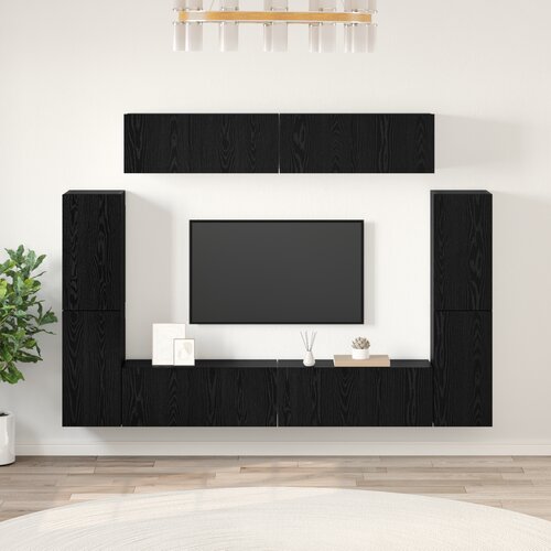 vidaXL Komplet TV omaric s polico 8 pcs Črni hrast 80 x 30 x 30.5 cm Cene