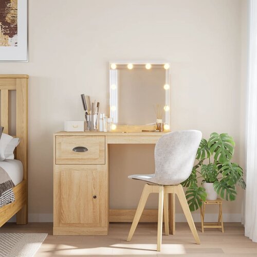  The Living Store Toaletna mizica z LED lučkami sonoma hrast 90x42x132,5 cm - Toaletna Mizica, (21445109) Cene