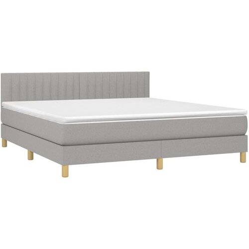  Krevet box spring s madracem svjetlosiva 160x200 cm tkanina Slike