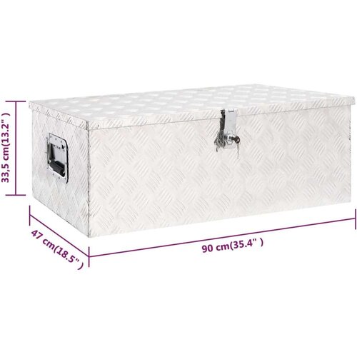VidaXL Kutija za pohranu srebrna 90 x 47 x 33,5 cm aluminijska Slike