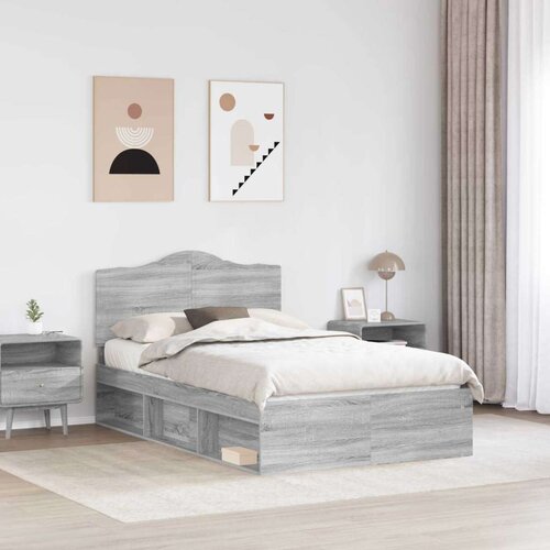  Okvir za krevet s uzglavljem Siva Sonoma 120 x 200 cm Slike