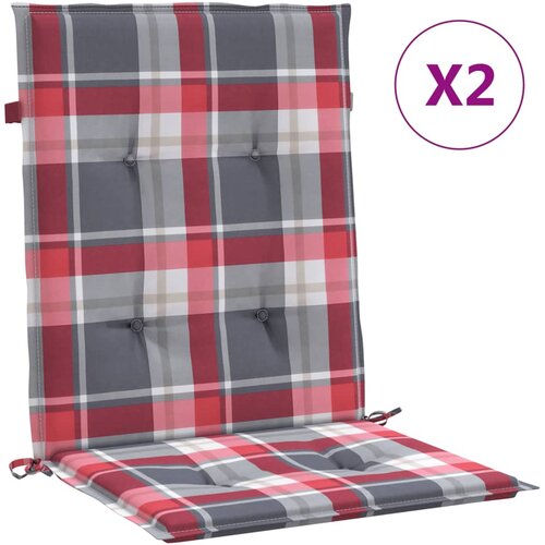  Jastuci za stolice 2 kom crveni karirani 100x50x3 cm od tkanine Slike