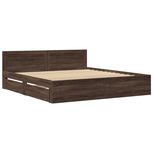 VidaXL Okvir za krevet s uzglavljem smeđa boja hrasta 200x200cm drveni Slike