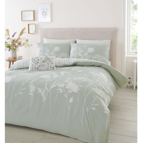 Catherine Lansfield Bijela/zelena posteljina za bračni krevet/za produženi krevet 230x220 cm Meadowsweet Floral &amp;ndash; Slike