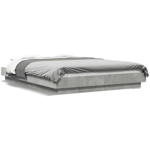  Posteljni okvir z LED lučkami betonsko siv 140x190 cm inž. les Slike