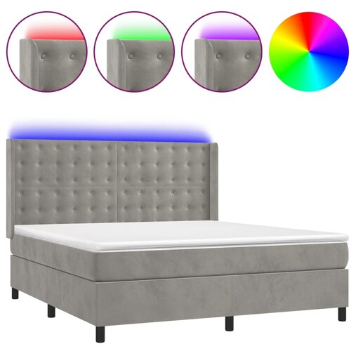 Maison Chic Box spring postelja - Vzmetna postelja z vzmetnico LED svetlo siva 160x200cm žamet SL16160, (21896027) Cene