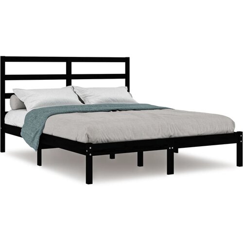  Okvir za krevet od masivne borovine crni 140 x 190 cm Slike