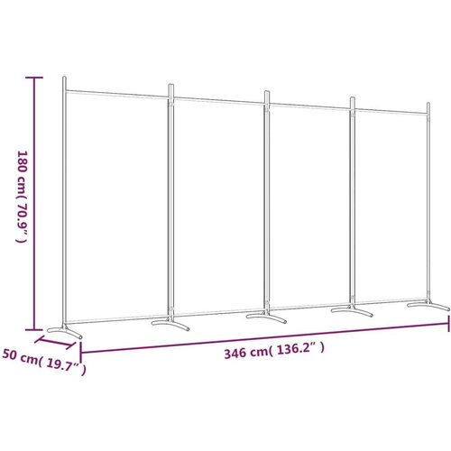  Sobna pregrada s 4 panela bijela 346 x 180 cm od tkanine Slike