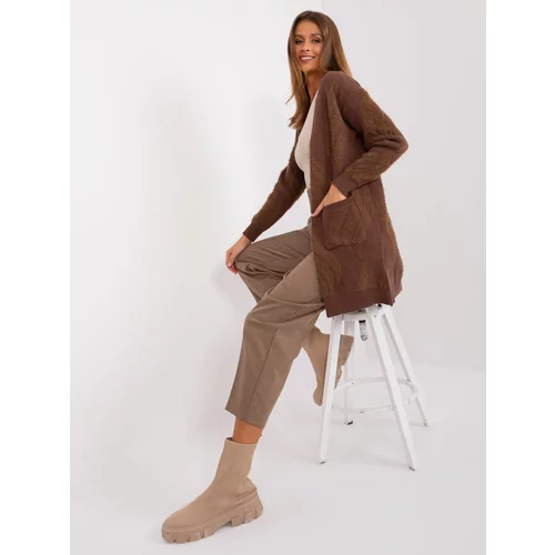 Fashion Hunters Brown women's cardigan with pockets