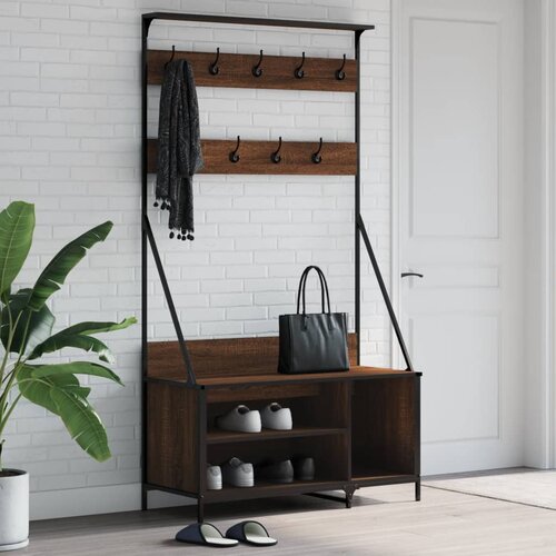 VidaXL Regal za oblačila s prostorom za čevlje rjav hrast 100x41x184cm Slike