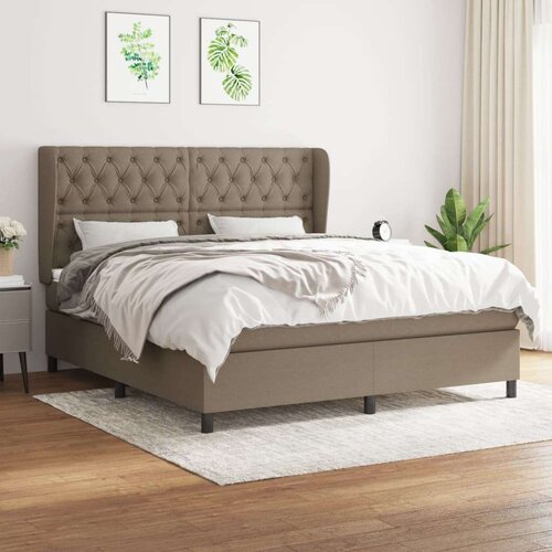  Box spring postelja z vzmetnico taupe 160x200 cm blago, (20896443) Cene