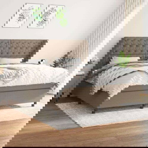  Krevet s oprugama i madracem smeđesivi 160x200 cm tkanina Slike