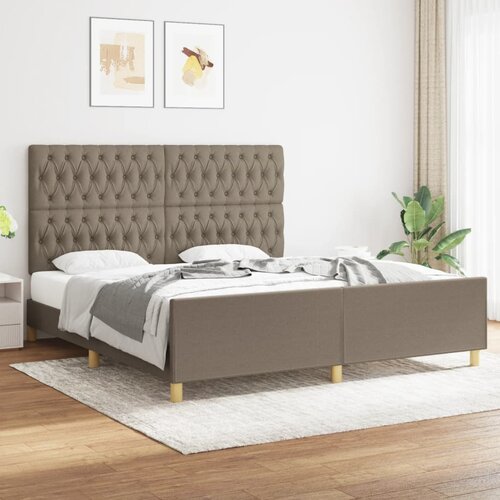 The Living Store Posteljni okvir z vzglavjem taupe 180x200 cm blago - Posteljni Okvir Z Vzglavjem, (21438748) Slike