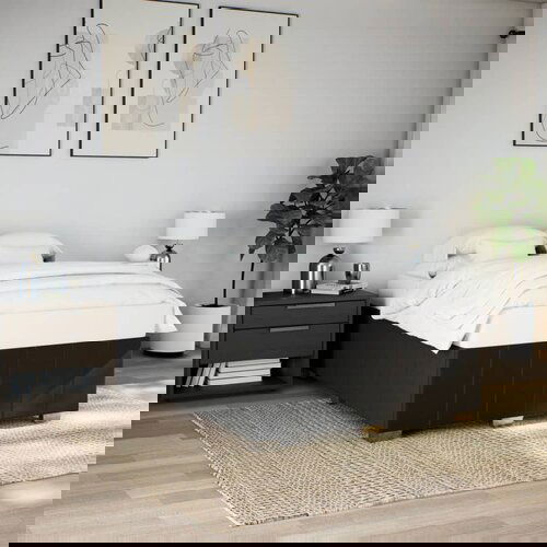 VidaXL Posteljni okvir brez vzmetnice črn 140x190 cm blago Slike