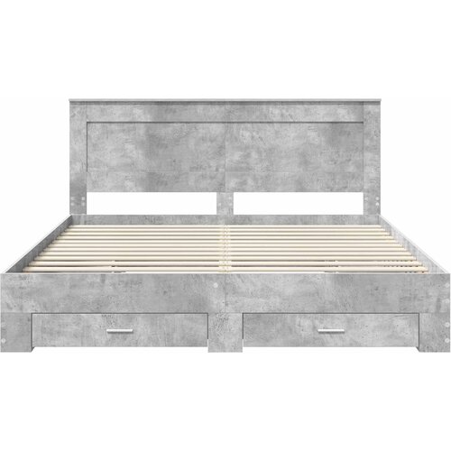  Krevetna konstrukcija s ladicama Betonski sivi 200 x 200 cm Slike