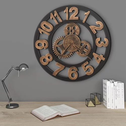  Zidni sat metalni 58 cm zlatno-crni