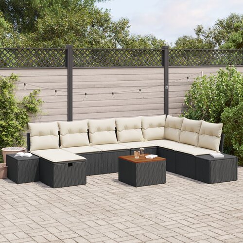 vidaXL Set vrtnog namještaja Set od 9 Crna Ratan Kutna sofa u vrtu Cene