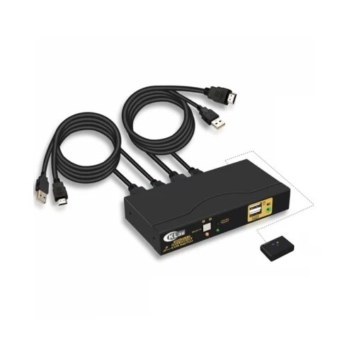  hdmi kvm usb svič CKL-62HUA-1A 2 ports hdmi 1.4a compliant up to 4096&amp;times;2160@ 60Hz dci 4K (4K x 2K), audio, usb 2.0 hub, svič mode: wire remote / push button / hotkey / mouse, sa 2 kvm kabla 1.5m Slike