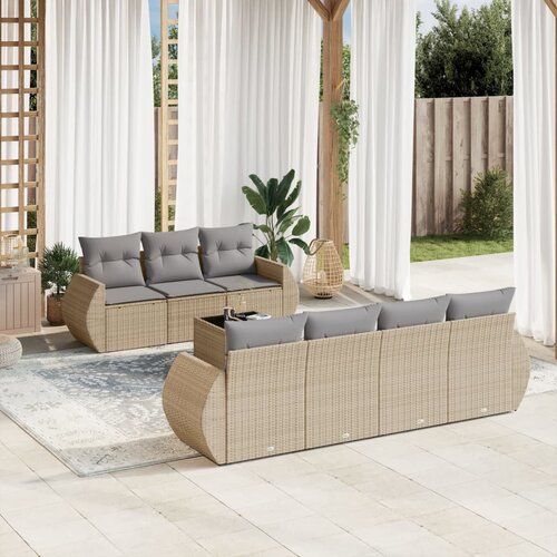 vidaXL 8-dijelni set vrtnih sofa od poliratana s jastucima bež Cijene