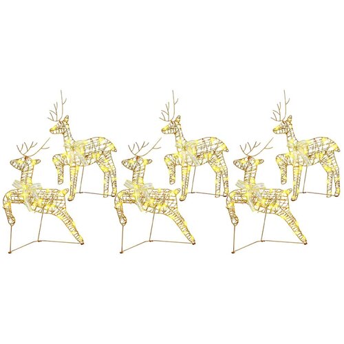 vidaXL LED jelene med 180 LED 6 pcs Zlata PET, (5000075075) Cene
