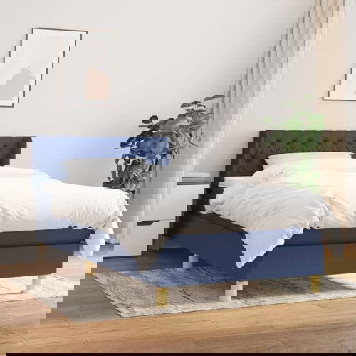 vidaXL Krevet s oprugama i madracem plavi 100 x 200 cm od tkanine Cijene