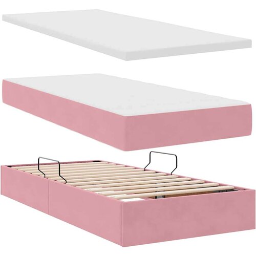  Krevet s prostorom za pohranu s LED-om Ružičasta 100 x 200 cm Slike