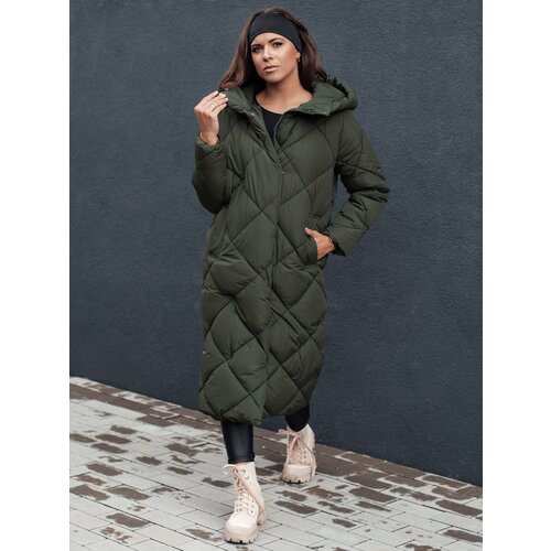 DStreet Winter women's quilted jacket with hood FEMACOAT green Cene