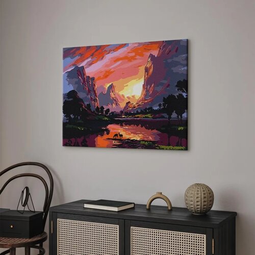  Slika za samostalno slikanje - Sunset behind the mountains 50x40 Cene