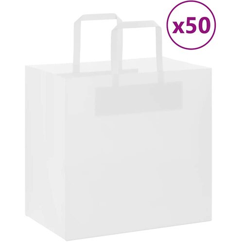 VidaXL Papirnate vrećice 50 kom s ručkama bijele 26x17x25 cm Slike