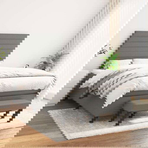  Krevet s oprugama i madracem tamnosivi 120 x 200 cm od tkanine Slike