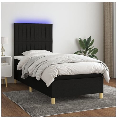  Box spring s madracem LED crni 90x200 cm od tkanine Cijene
